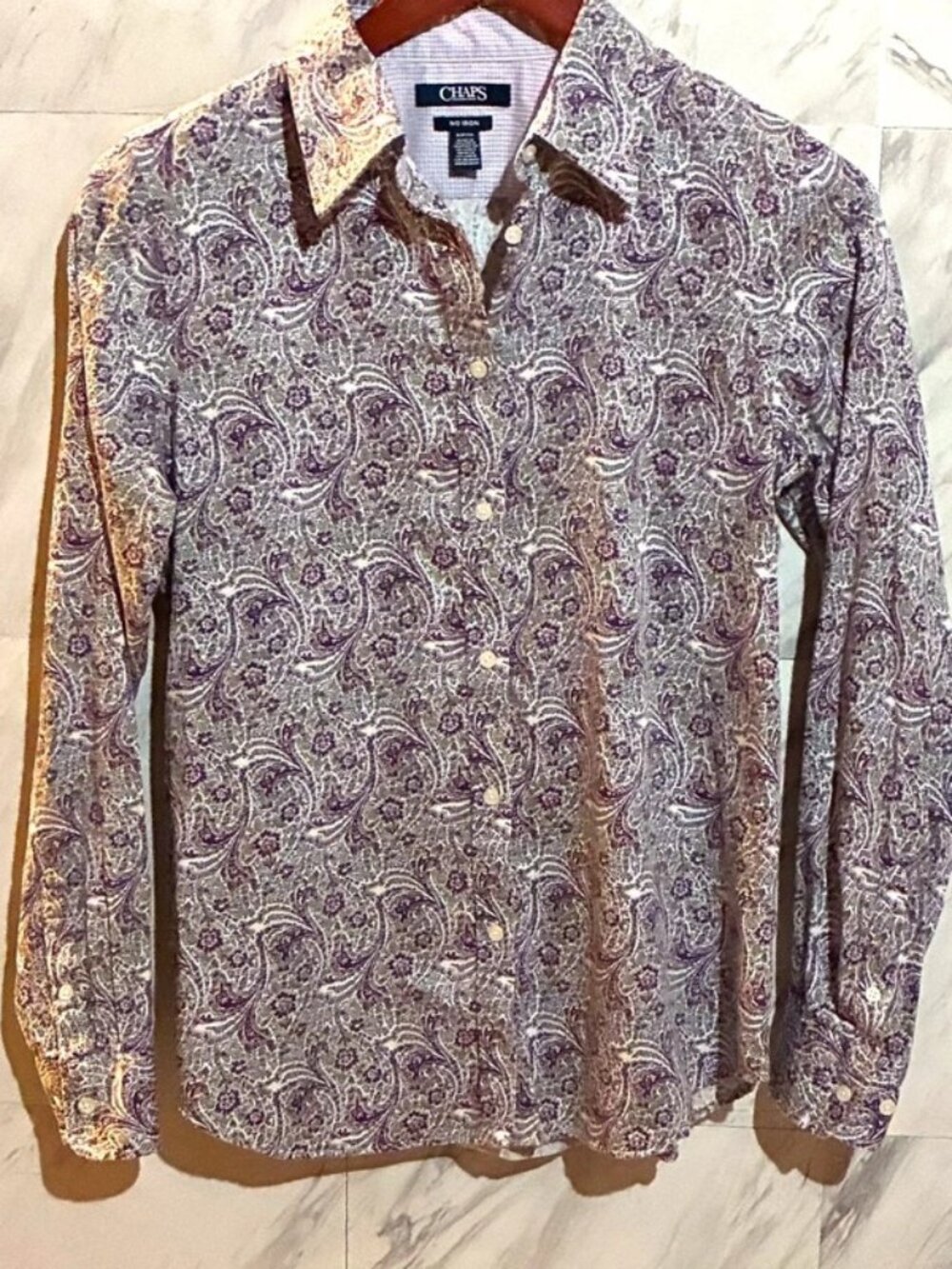 Purple Paisley Button-Down Collar Shirt Size S/P